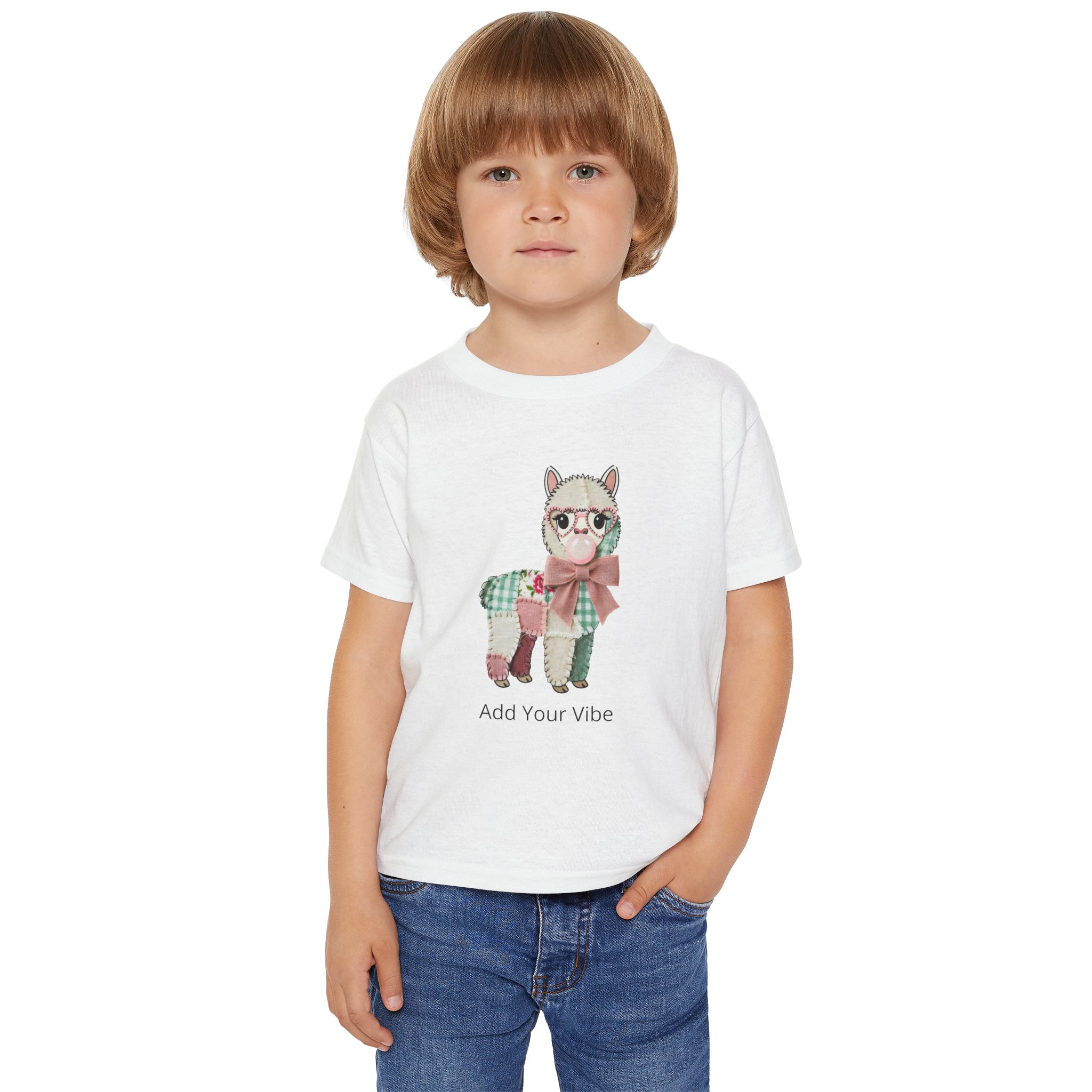 Personalized Toddler Lamb T-Shirt – Custom Name Patchwork Farm Animal Tee - Image 3