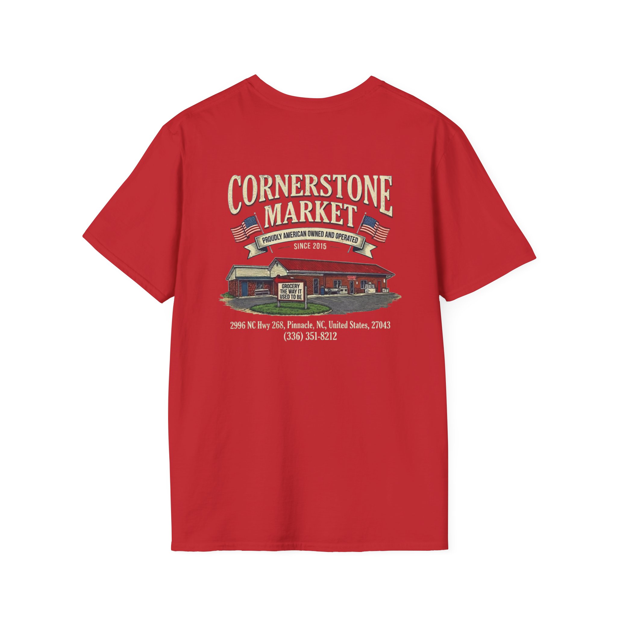 Cornerstone Market Custom T-Shirt – Quaint Country Store Graphic Tee (American Owned) - Image 8