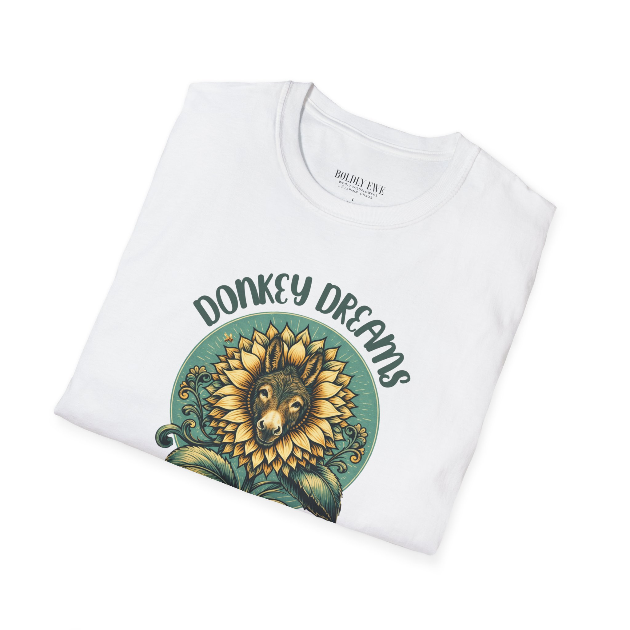 Donkey Dreams and Wildflower Scenes T-Shirt – Boldly Ewe Collection Farm Tee - Image 6
