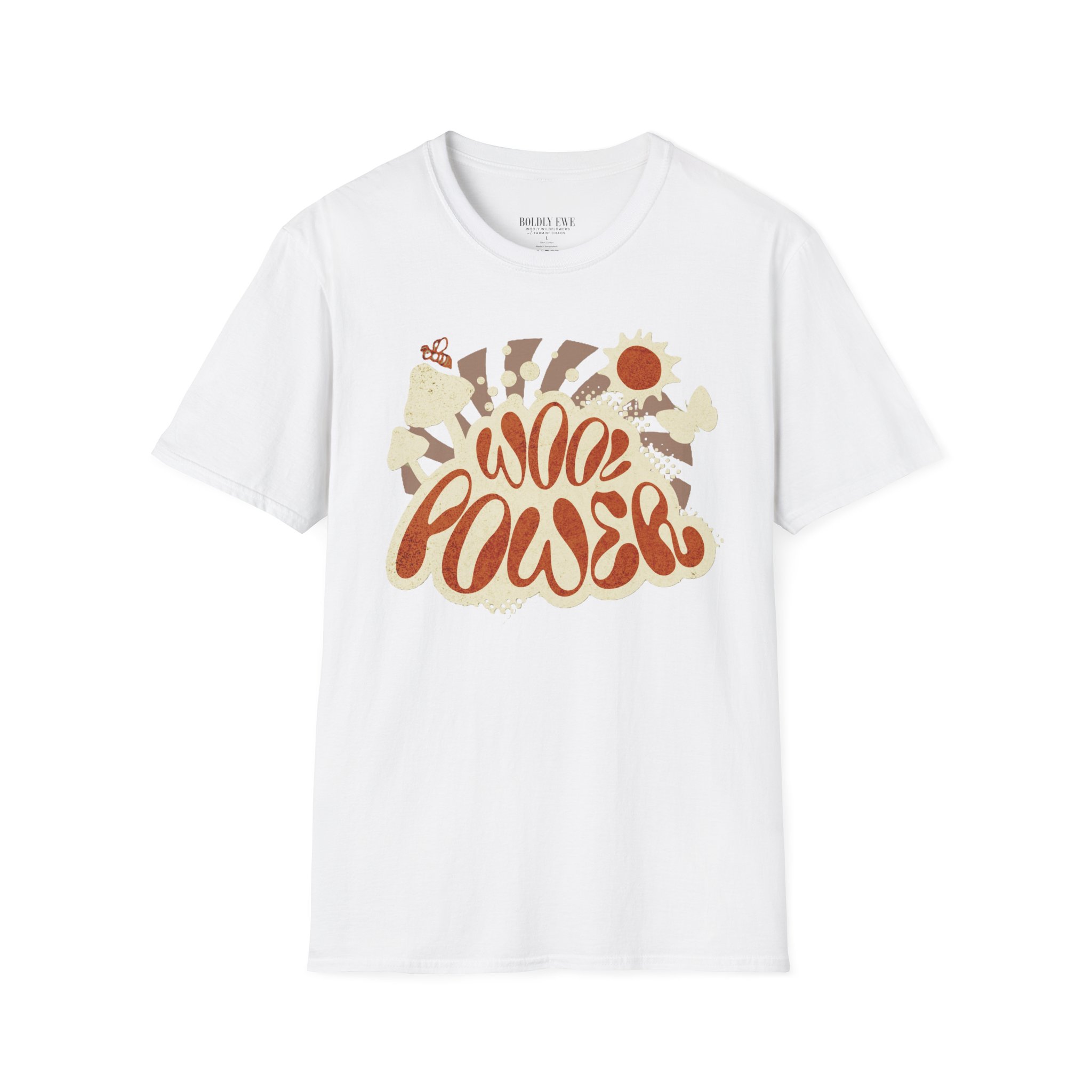 Women’s Wool Power T-Shirt – Boho Retro Sheep Lover Graphic Tee - Image 4