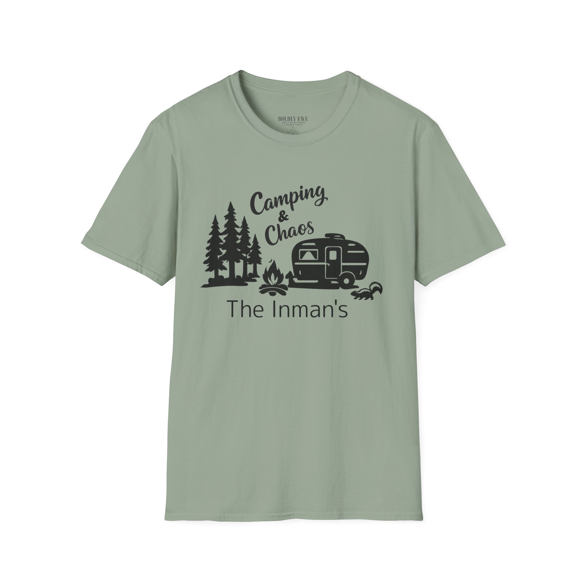 Camping & Chaos Camper T-Shirt — Retro RV, Campfire & Pine Trees Tee - Image 9