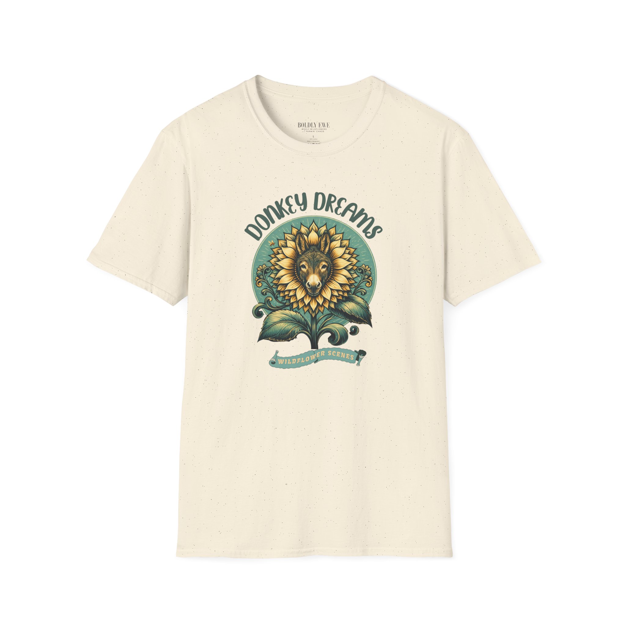 Donkey Dreams and Wildflower Scenes T-Shirt – Boldly Ewe Collection Farm Tee