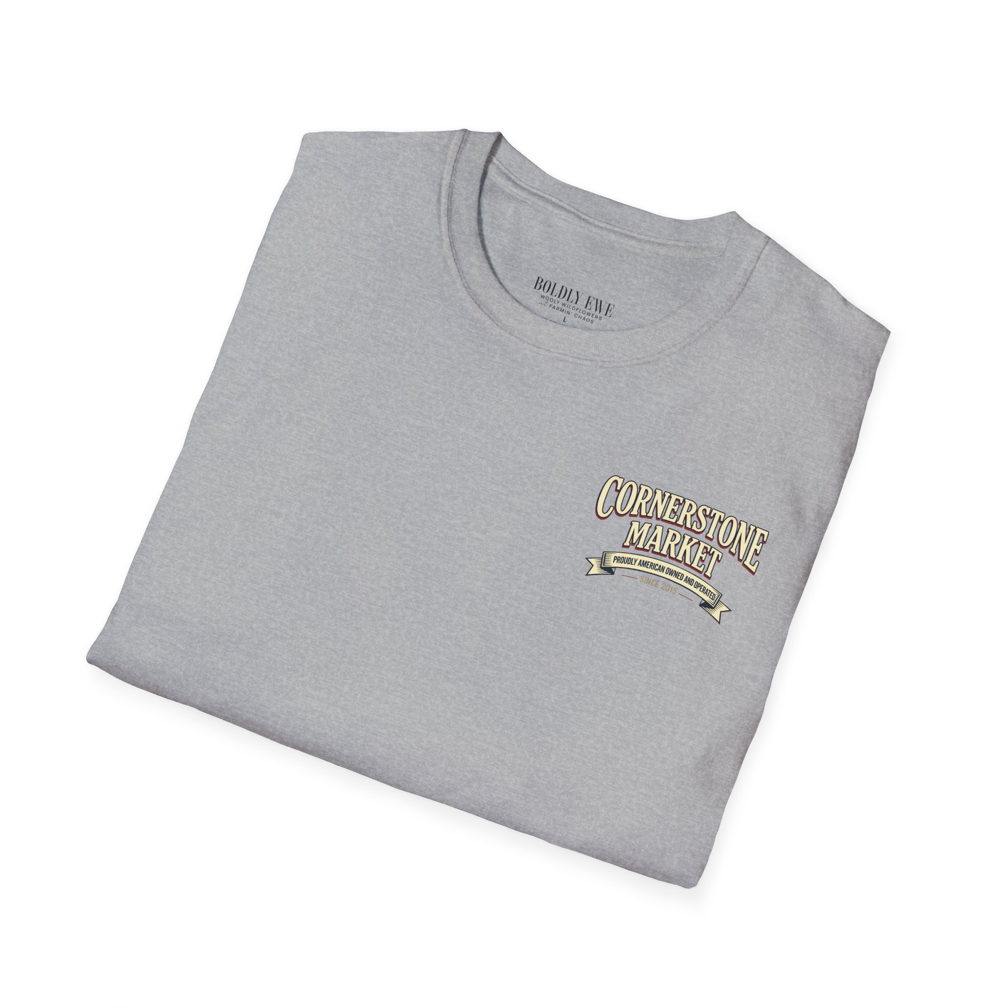 Cornerstone Market Custom T-Shirt – Quaint Country Store Graphic Tee (American Owned) - Image 5