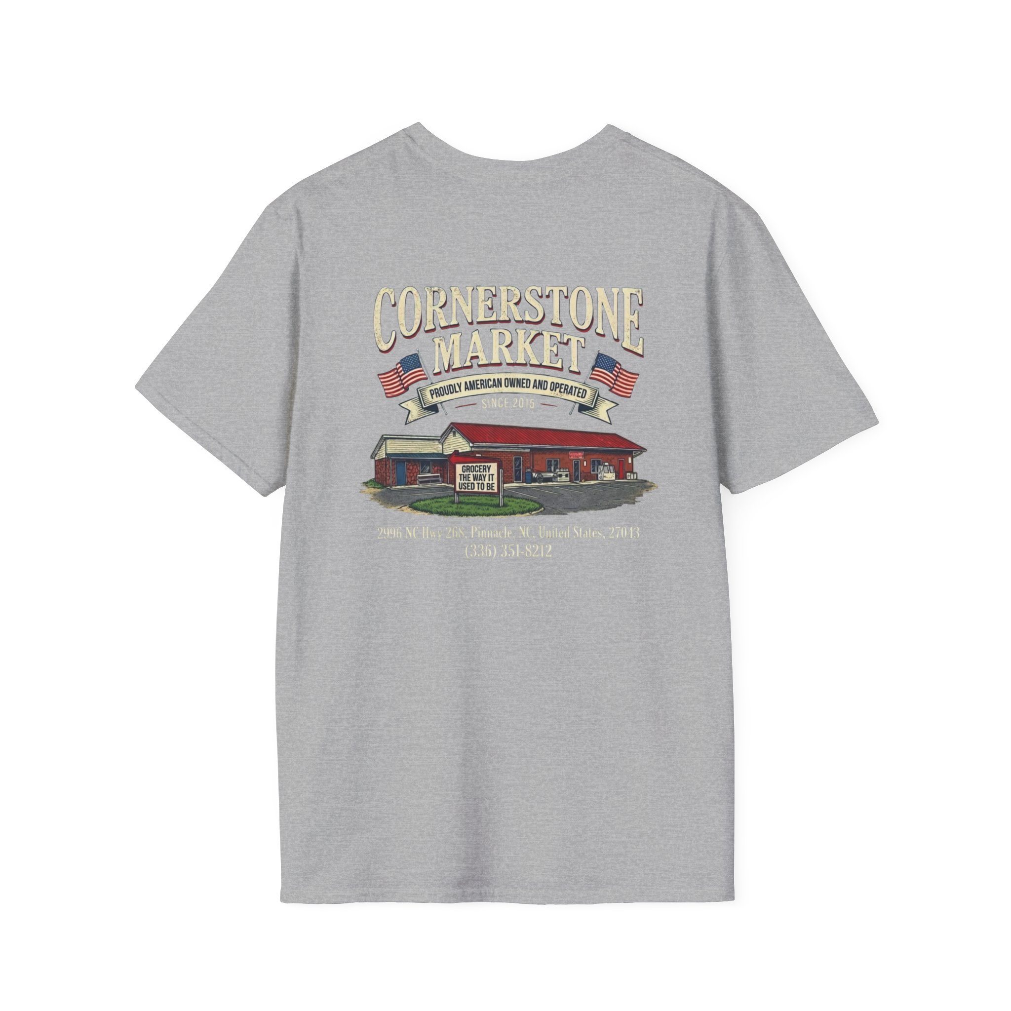 Cornerstone Market Custom T-Shirt – Quaint Country Store Graphic Tee (American Owned) - Image 6