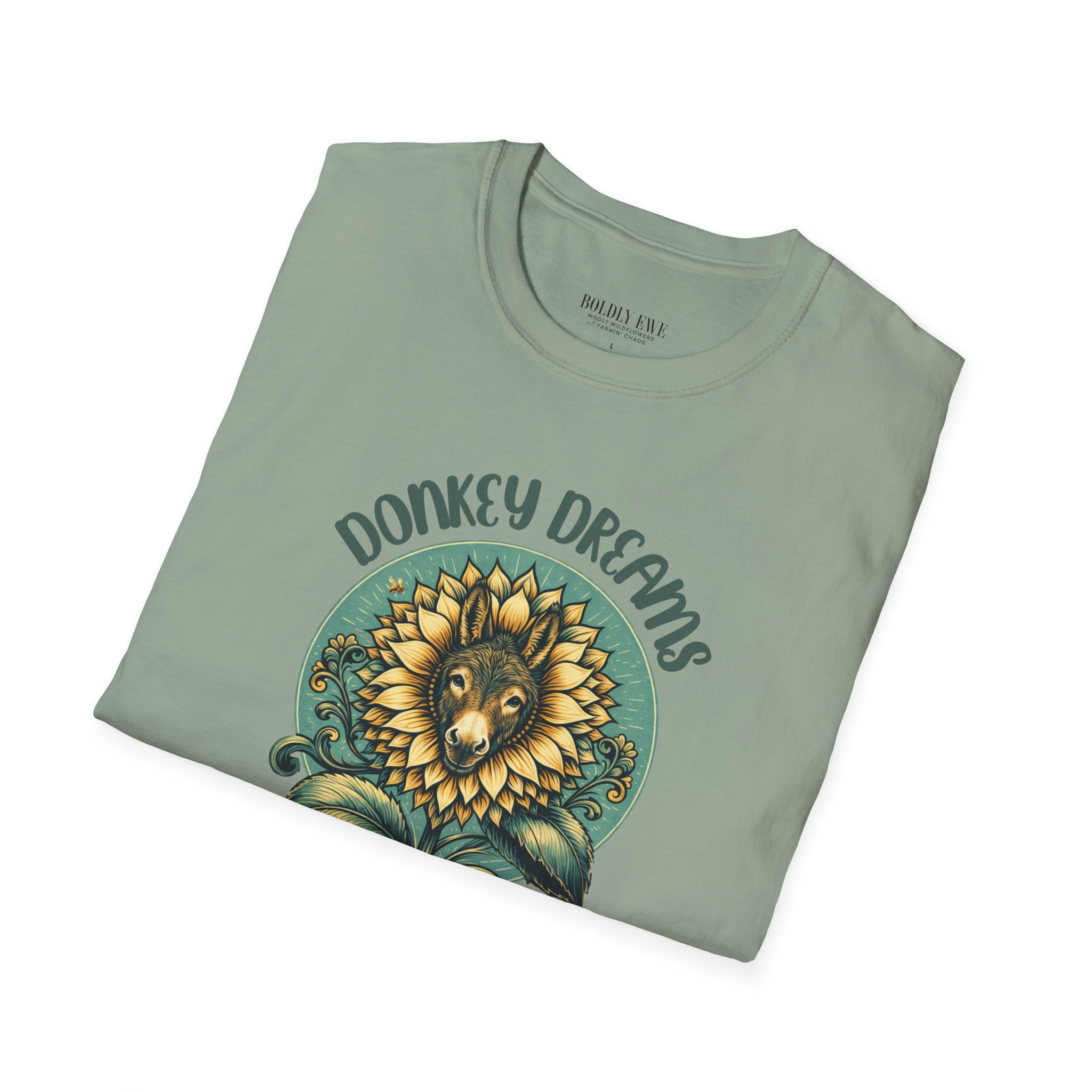 Donkey Dreams and Wildflower Scenes T-Shirt – Boldly Ewe Collection Farm Tee - Image 9