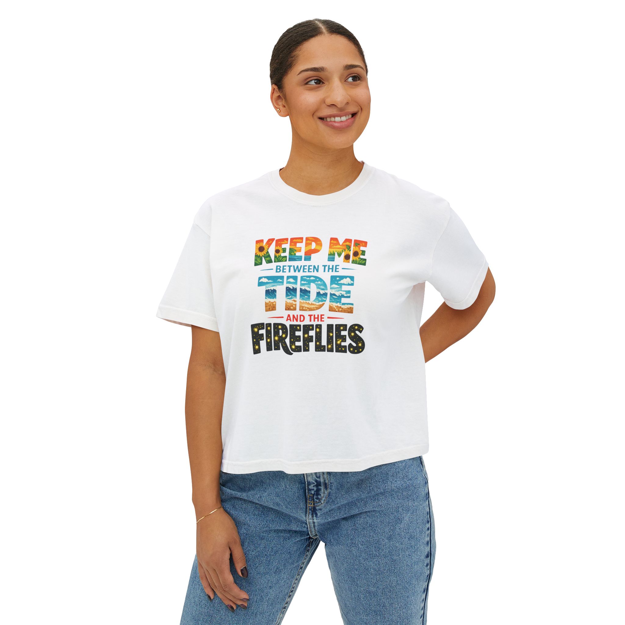 Keep Me Between the Tide and the Fireflies Women's Boxy Tee - Image 3