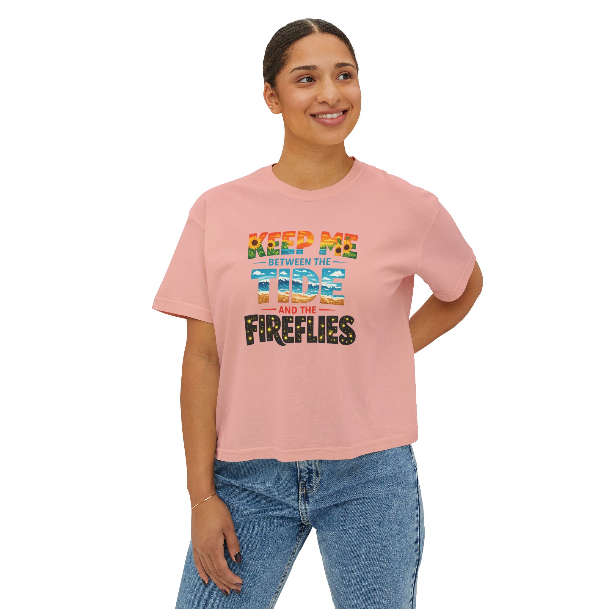 Keep Me Between the Tide and the Fireflies Women's Boxy Tee - Image 11