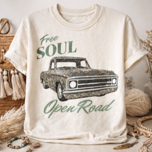Women’s Vintage Floral Truck T-Shirt