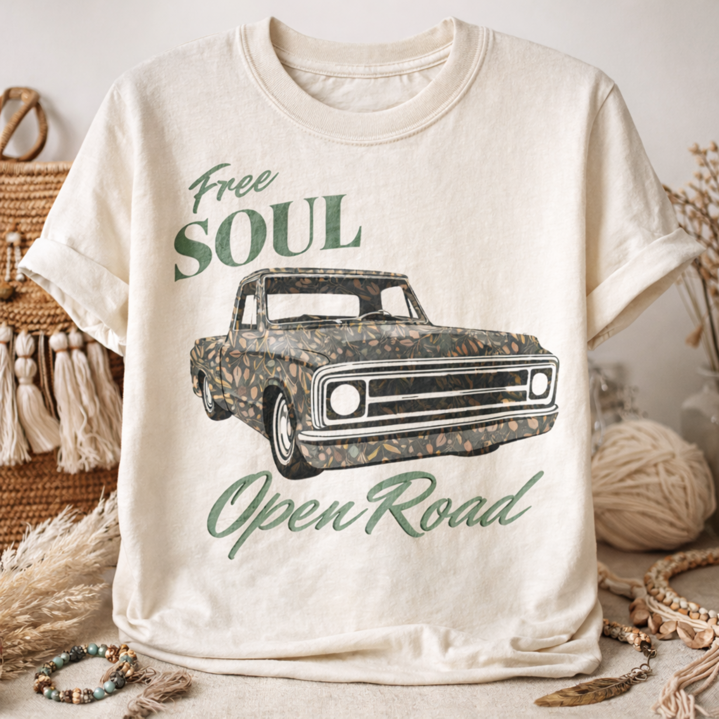 Women’s Vintage Floral Truck T-Shirt