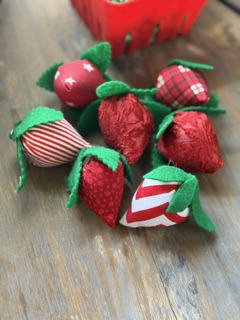 Handmade Fabric Strawberries in Berry Basket | Farmhouse Decor Set - Image 3