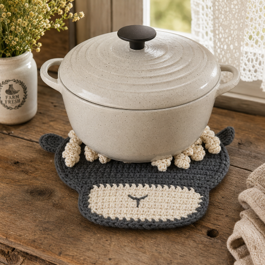 Crochet Sheep Hot Pads – Handmade Farmhouse Kitchen Decor - Image 2