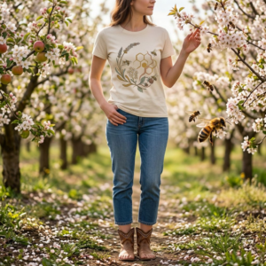 Honeycomb Floral T‑Shirt — Beekeeper Bee Supporter T-Shirt