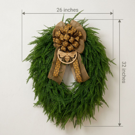 Bee Grass Wreath for Front Door – Oval Farmhouse Bee Wreath - Image 5