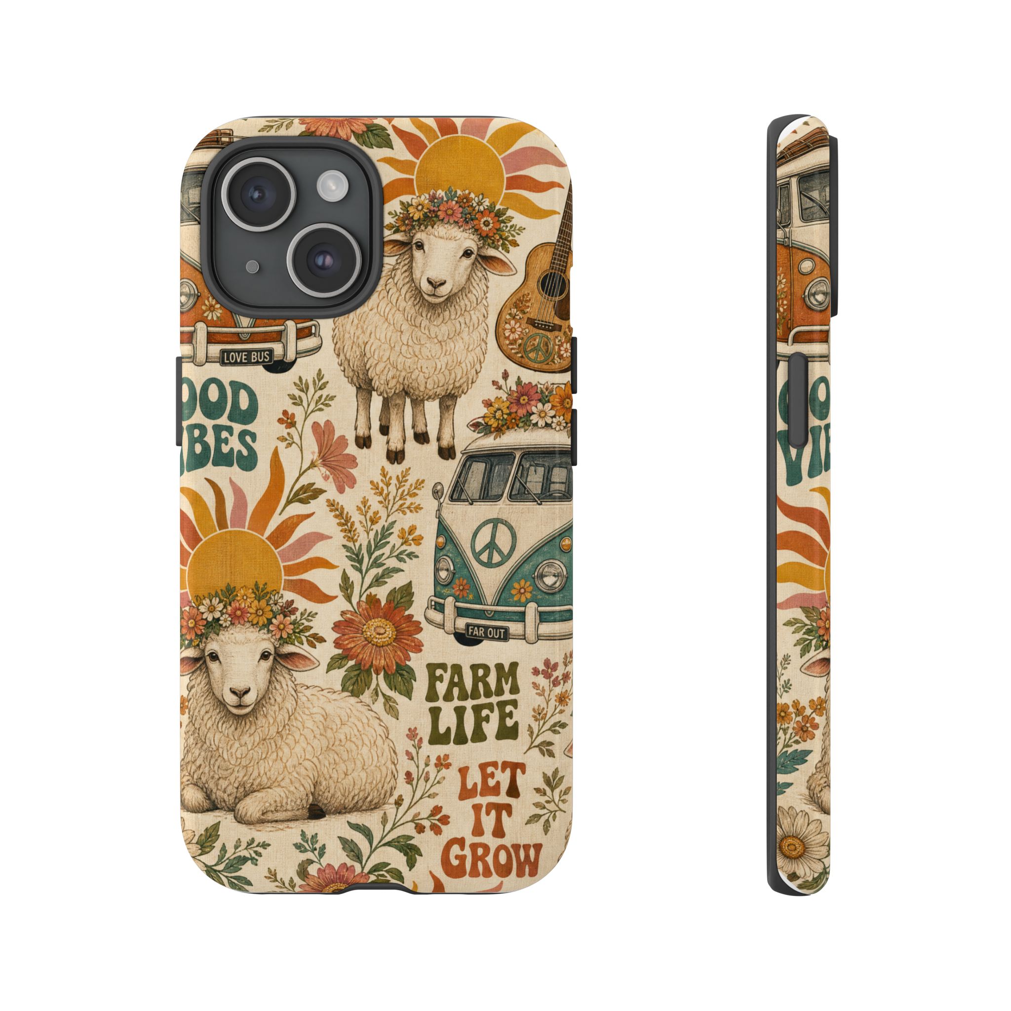 Bohemian Sheep VW Van Cell Phone Case | Boho Farm Phone Cover for iPhone, Samsung & More - Image 2