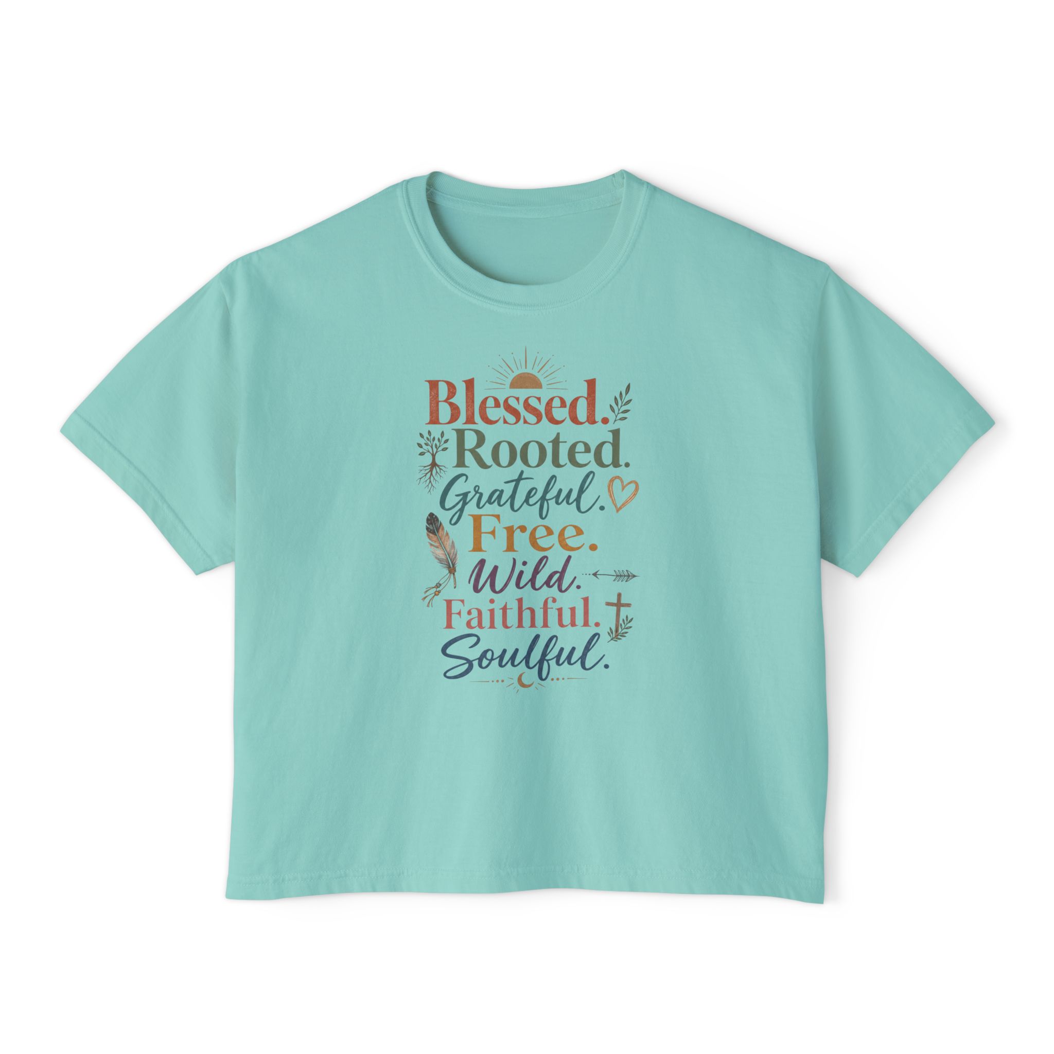 Blessed Rooted Grateful Boxy Tee โ Women's Inspirational Graphic Shirt - Image 3