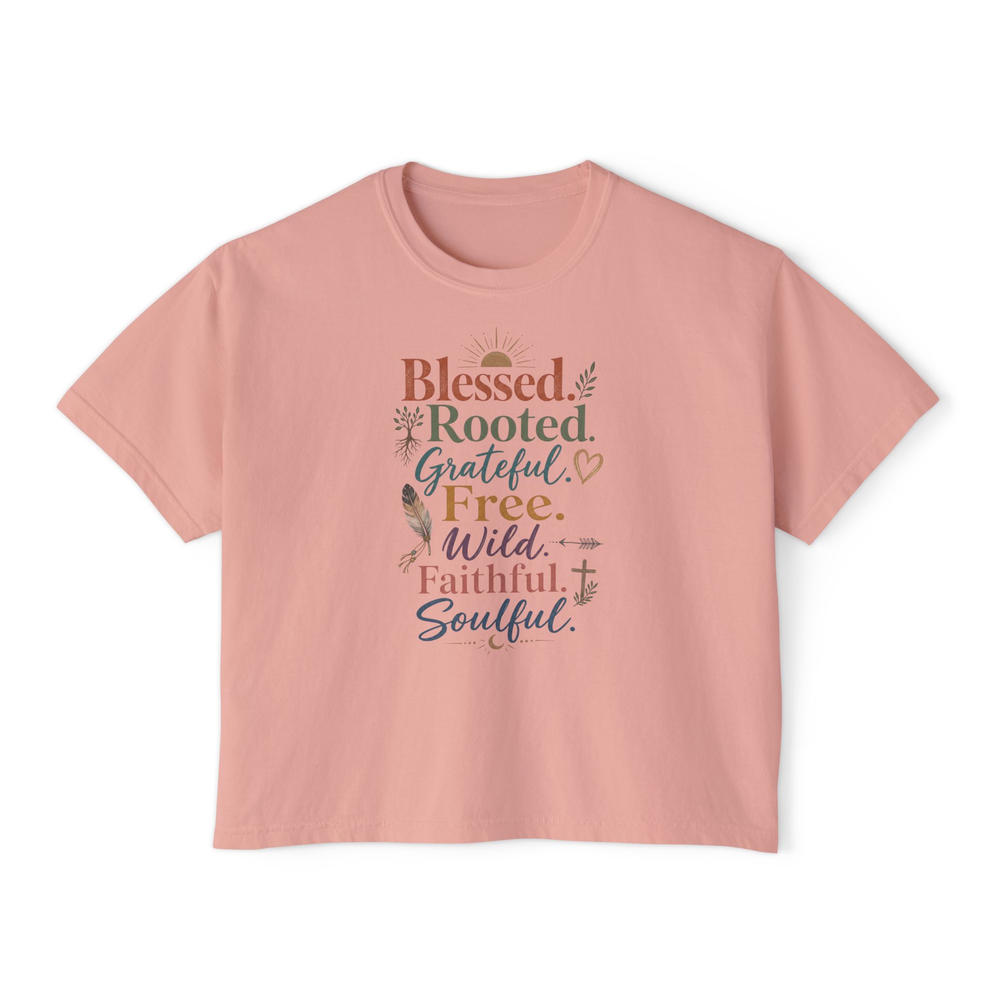 Blessed Rooted Grateful Boxy Tee โ Women's Inspirational Graphic Shirt - Image 6