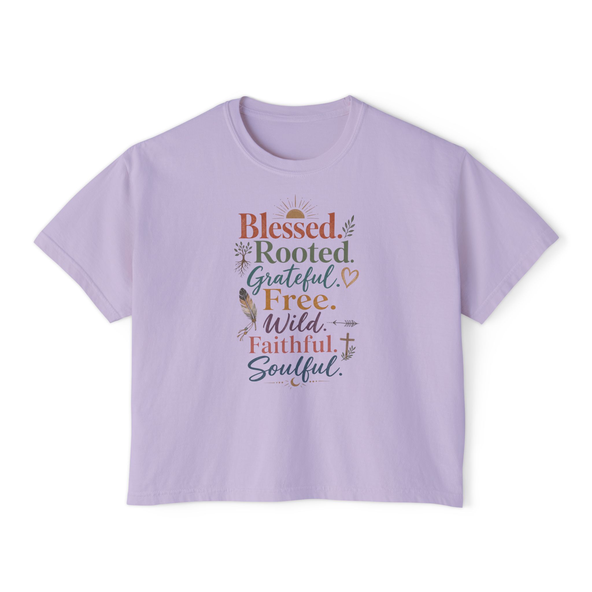 Blessed Rooted Grateful Boxy Tee โ Women's Inspirational Graphic Shirt - Image 4