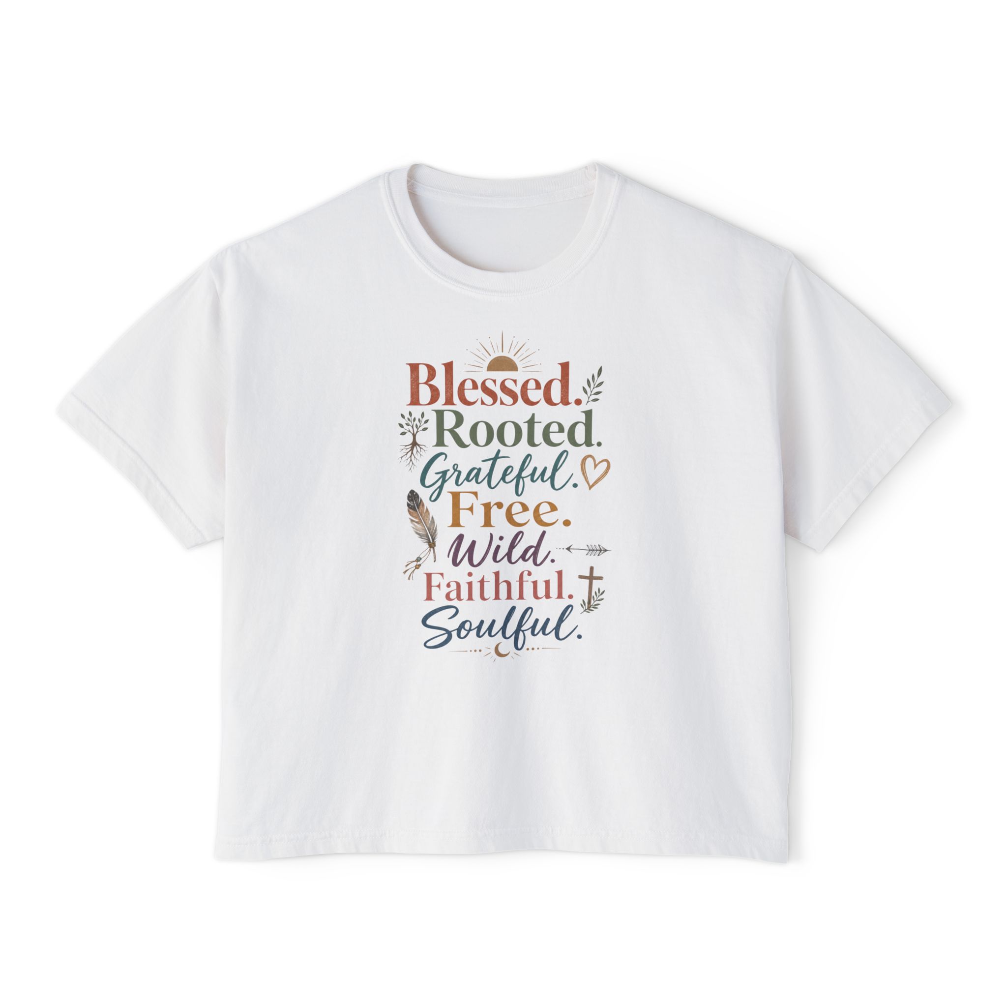 Blessed Rooted Grateful Boxy Tee โ Women's Inspirational Graphic Shirt - Image 7