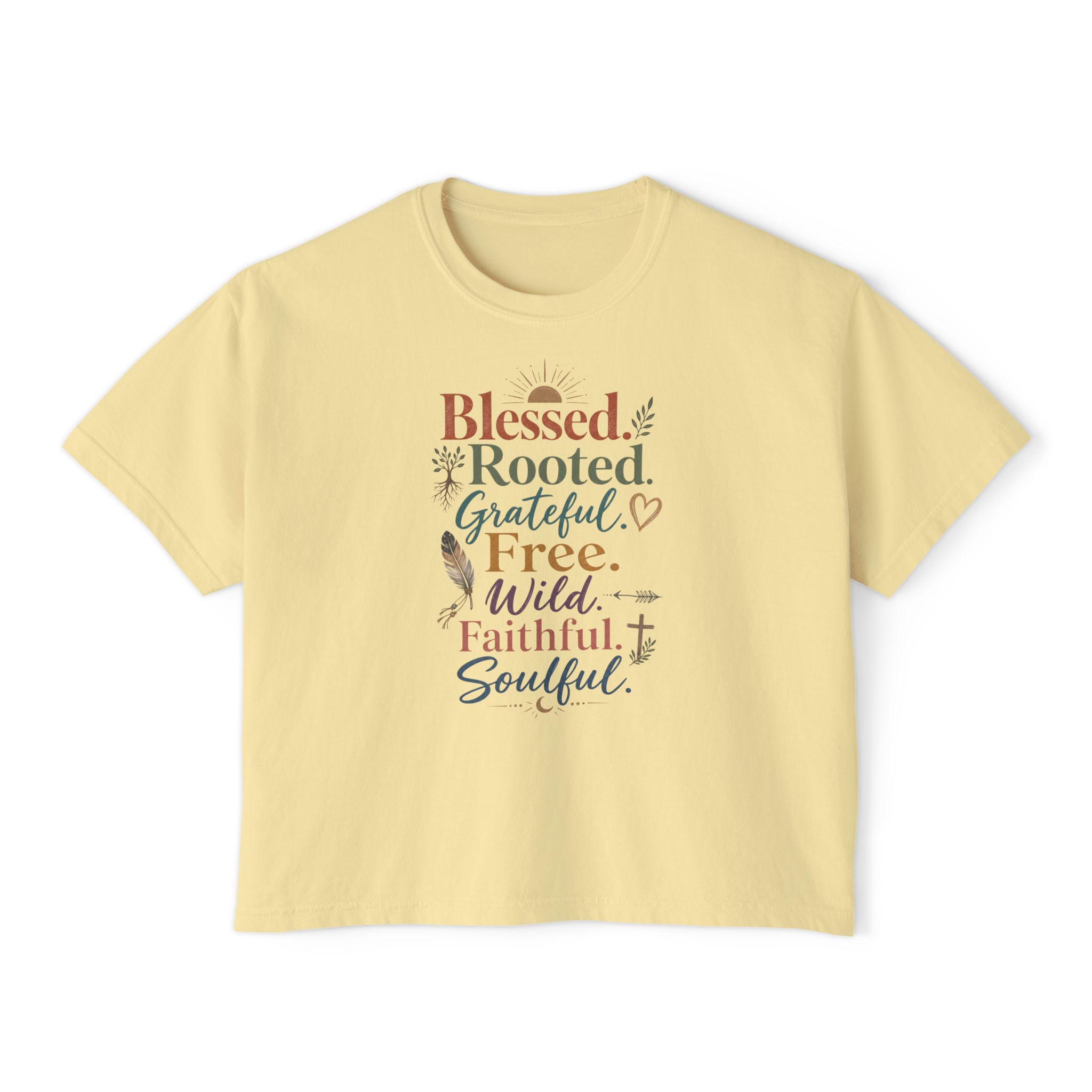 Blessed Rooted Grateful Boxy Tee โ Women's Inspirational Graphic Shirt - Image 5