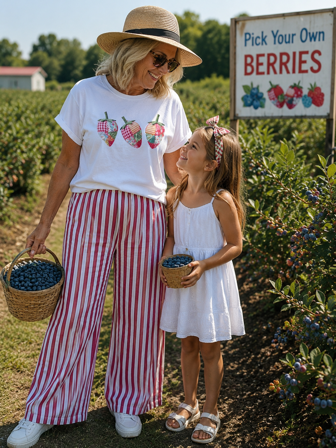 Cute Patchwork Strawberry T-Shirt | Sweet Summer Farm Tee - Image 4