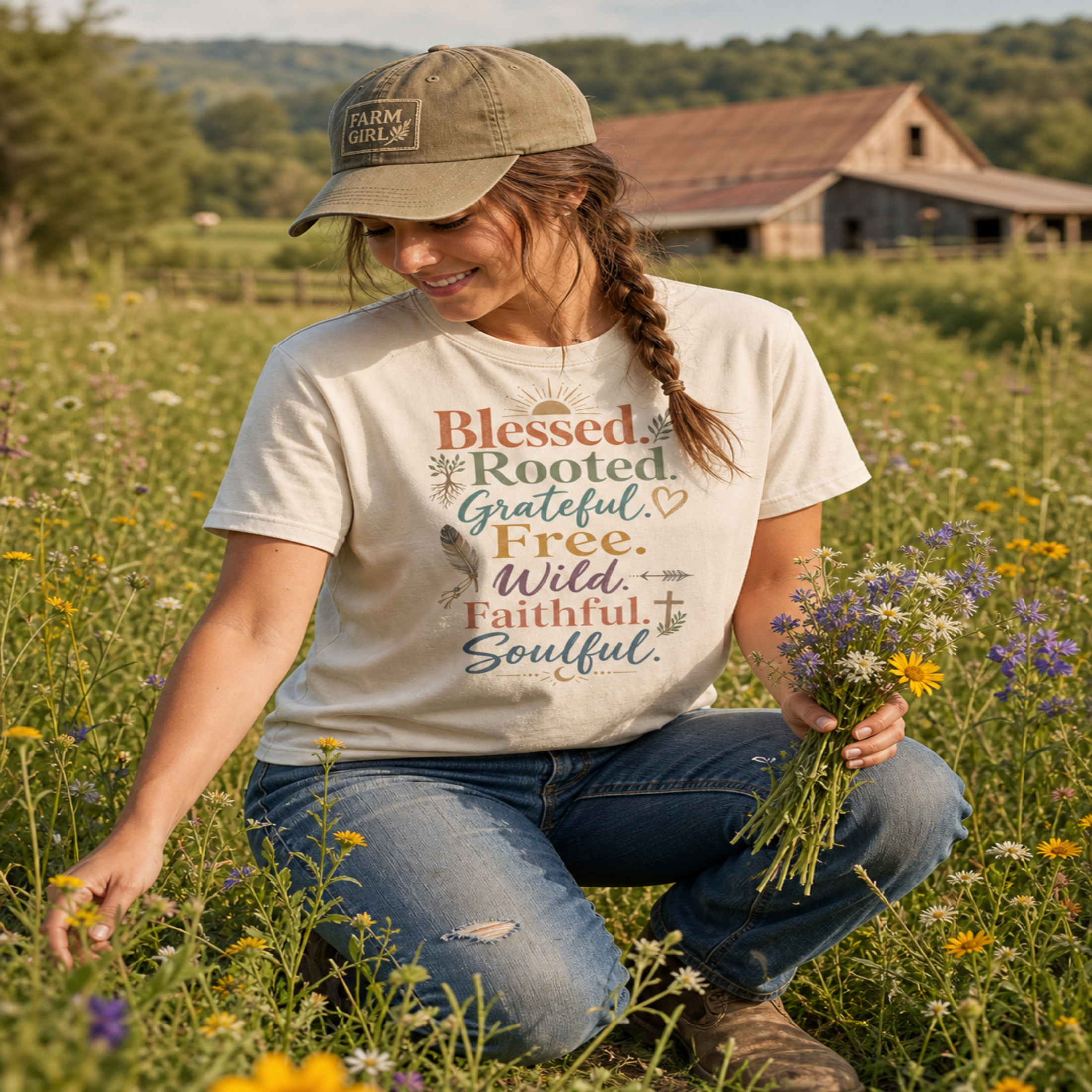 Blessed Rooted Grateful Boxy Tee โ Women's Inspirational Graphic Shirt - Image 2