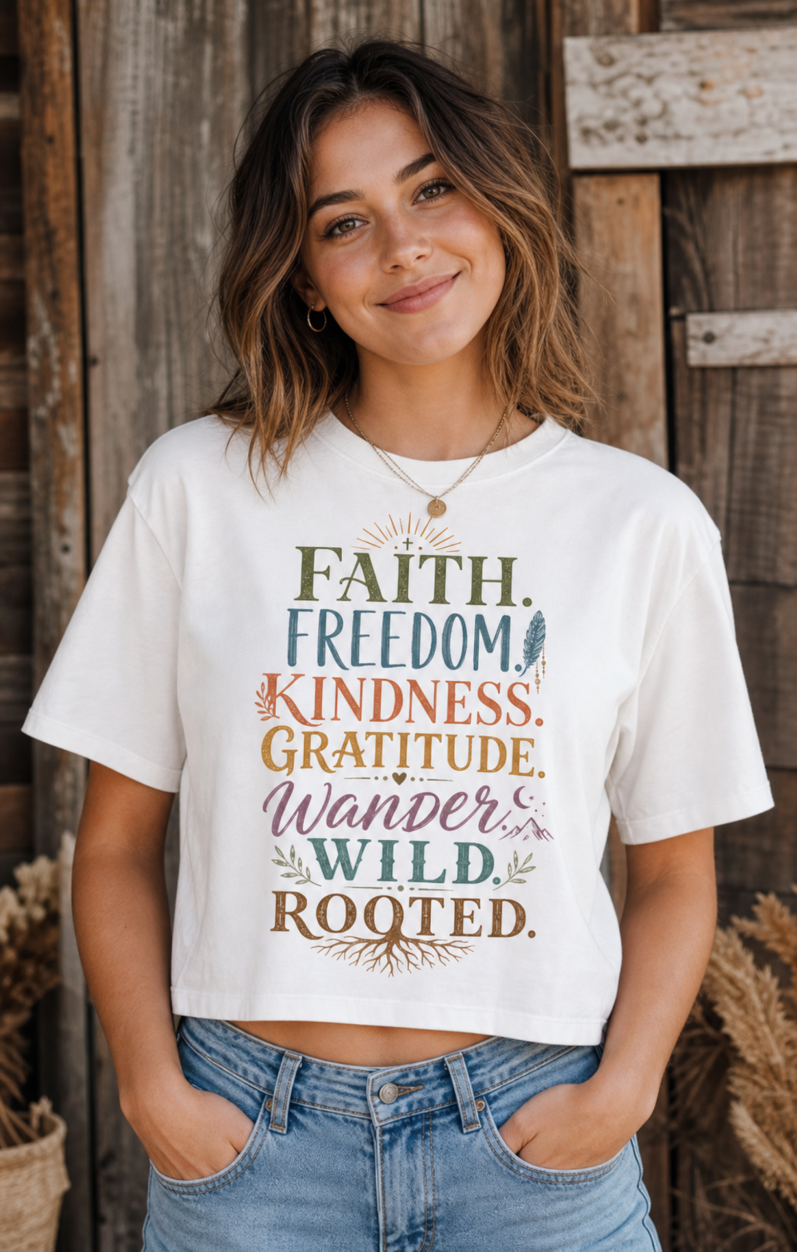 blessed rooted grateful boxy tee women's inspirational shirt faith inspired graphic tee with botanical accents grateful shirt women vintage boho style inspirational women's apparel blessed rooted grateful