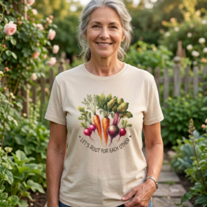 garden harvest bouquet slim fit tee watercolor vegetable design gardener graphic shirt with vegetable bouquet homestead apparel for women gardening lovers farmers market inspired vegetable graphic tee