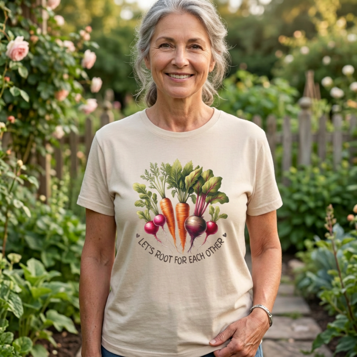 garden harvest bouquet slim fit tee watercolor vegetable design gardener graphic shirt with vegetable bouquet homestead apparel for women gardening lovers farmers market inspired vegetable graphic tee