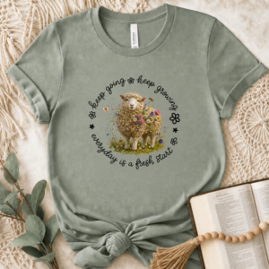 Sheep Floral Tee with inspirational floral sheep design Keep Going Keep Growing women's sheep shirt farmhouse floral sheep graphic tee inspirational farm apparel for women