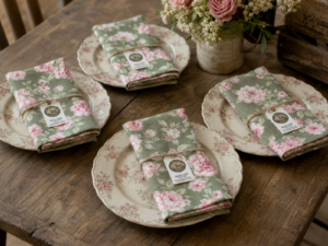 Handmade Floral Cloth Napkins – Farmhouse Set of 4