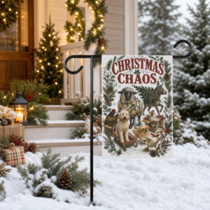 Bring laughter and country charm to your holiday décor with our Christmas Chaos Garden Flag. Featuring a playful collection of farm animals, vintage Christmas artwork, and double-sided printing, this festive banner makes every front yard feel warm and welcoming.